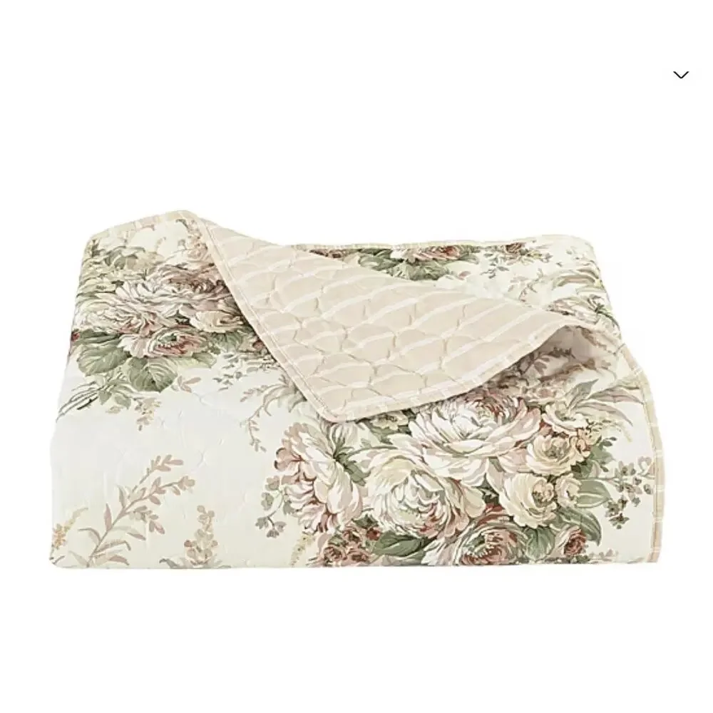 NEW! Full/Queen Royal Court Estelle Floral Quilt Set Coral